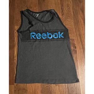 Reebok Boys XL 18-20 Gray Blue Logo Graphic Athletic Tank Top Sleeveless Shirt